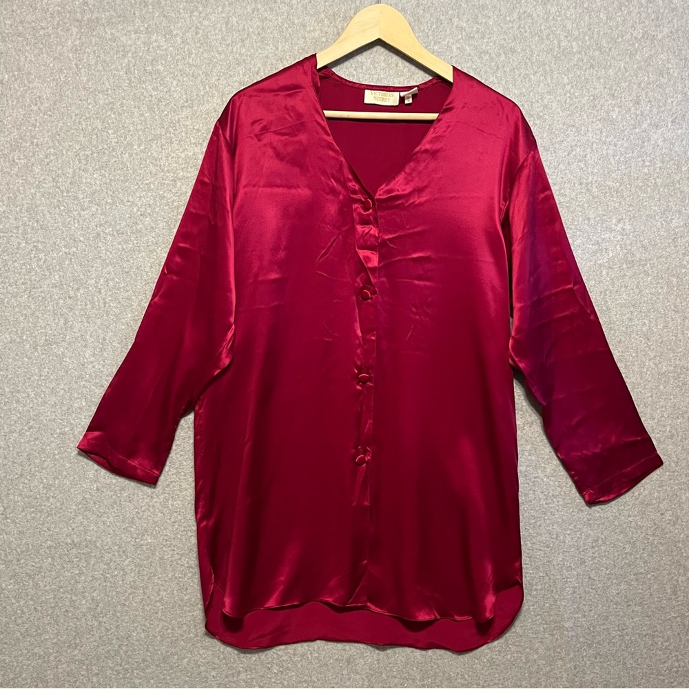 Vintage Victoria’s Secret Red Silk Nightshirt Gold Label